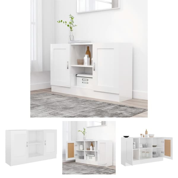 The Living Store Förvaringsskåp vit högglans 120x30,5x70 cm konstruerat trä -  Skänkar & serveringsbord