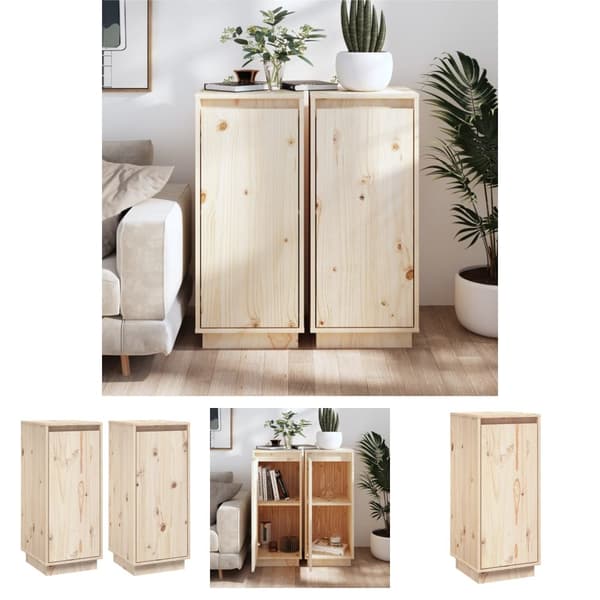 The Living Store Skåp 2 st 31,5x34x75 cm massiv furu - Skänkar & serveringsbord