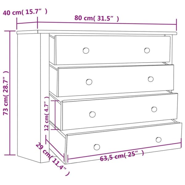The Living Store sideskab 80 x 40 x 73 cm fyrretræ hvid Panama - Skænke