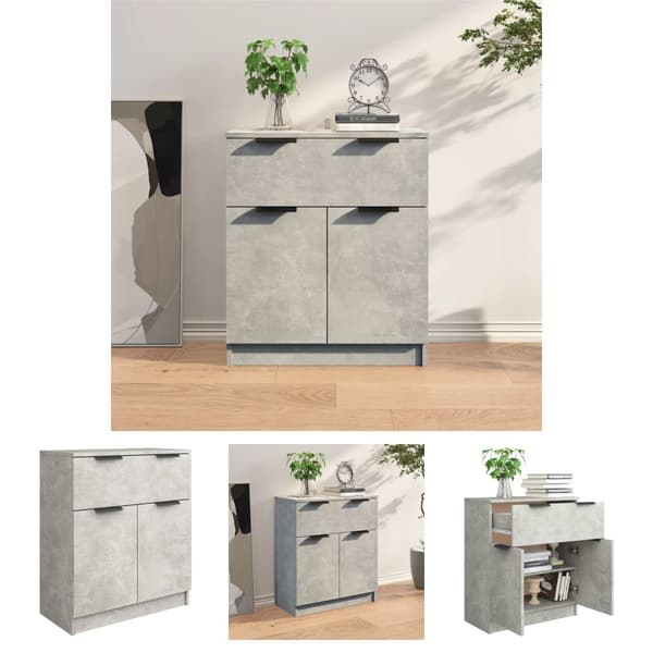 The Living Store skænk 60x30x70 cm konstrueret træ betongrå - Skænke