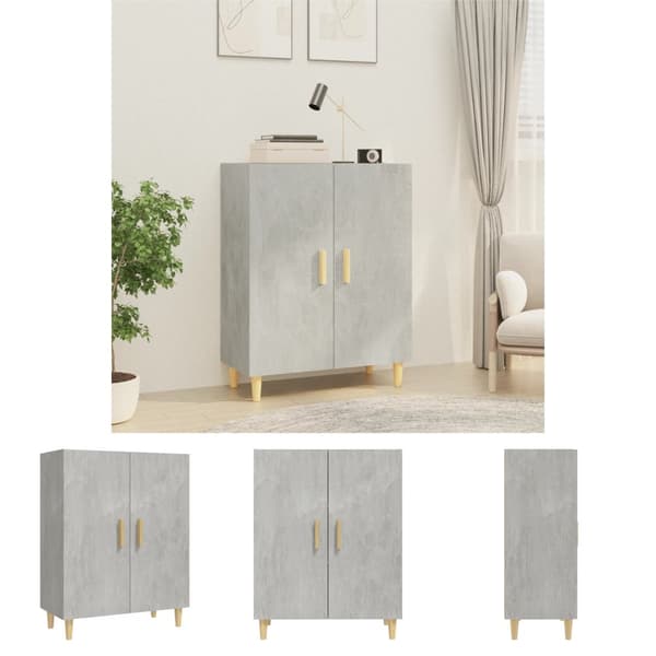 The Living Store Senkki betoninharmaa 70x34x90 cm tekninen puu - Tarjoilupöydät & senkit