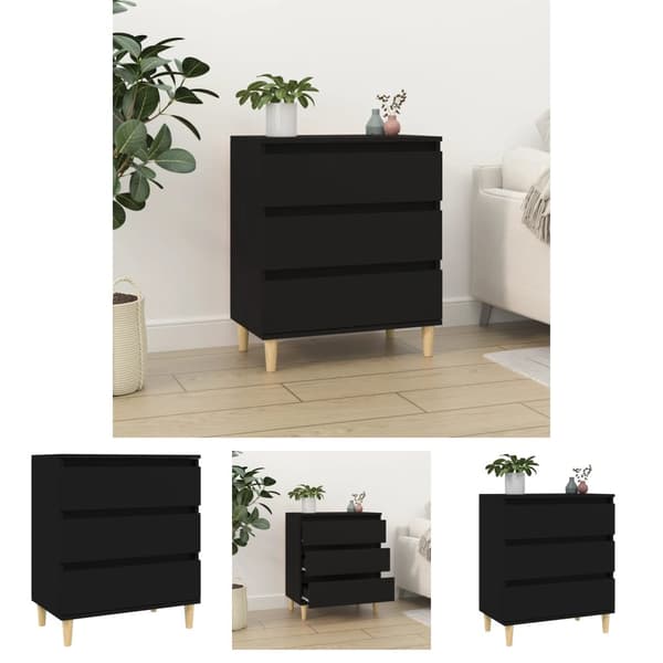 The Living Store Byrå svart 60x35x70 cm konstruerat trä -  Skänkar & serveringsbord
