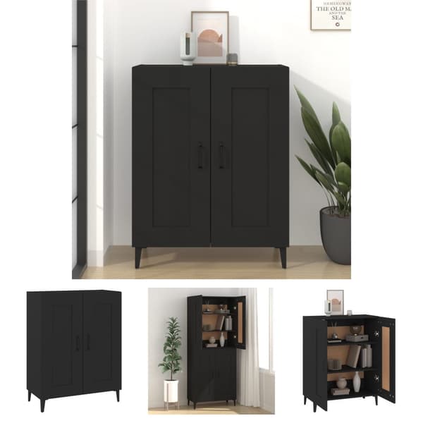 The Living Store Senkki musta 69,5x34x90 cm tekninen puu -  Tarjoilupöydät & senkit