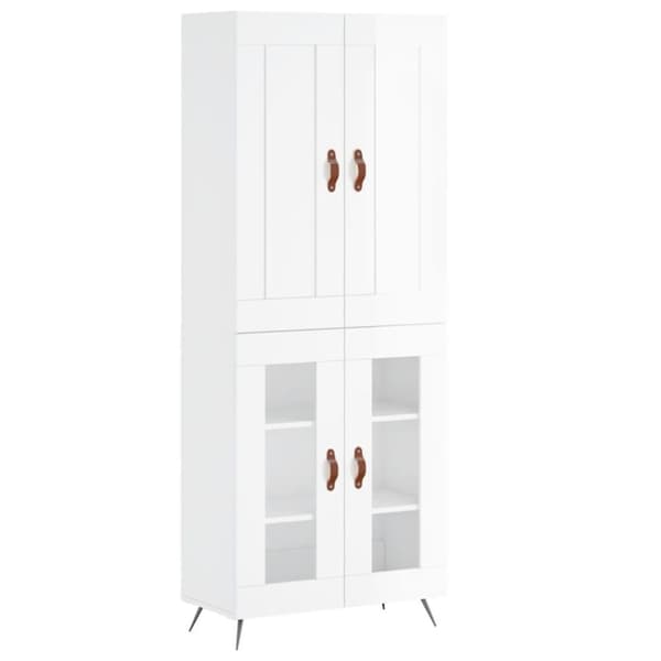 The Living Store højskab 69,5x34x180 cm konstrueret træ hvid højglans - Skænke