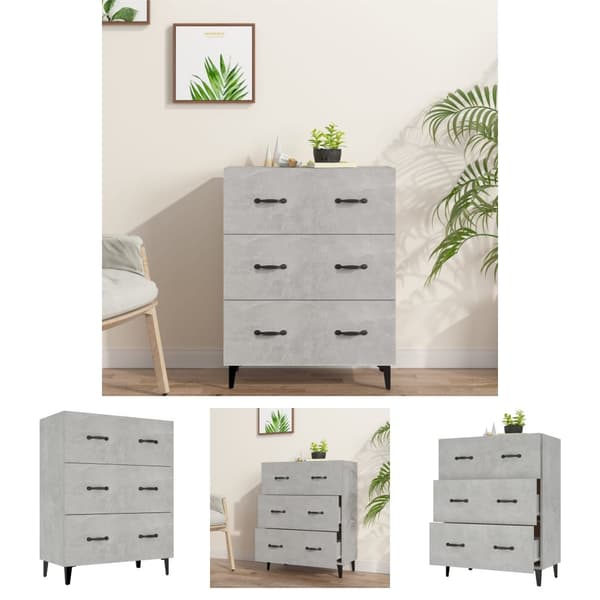 The Living Store Skänk betonggrå 69,5x34x90 cm konstruerat trä -  Skänkar & serveringsbord