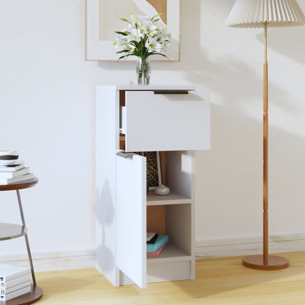 The Living Store skænk 30x30x70 cm konstrueret træ hvid -  Skænke