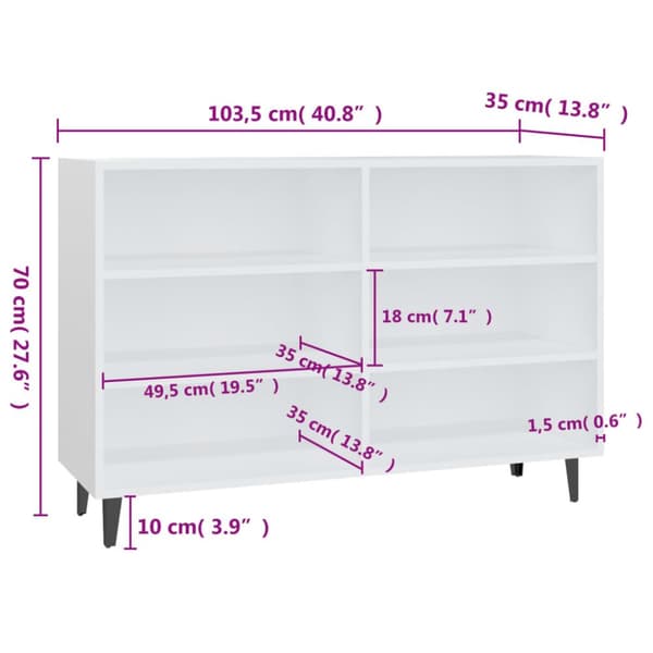 The Living Store Skänk vit 103,5x35x70 cm konstruerat trä - Skänkar & serveringsbord