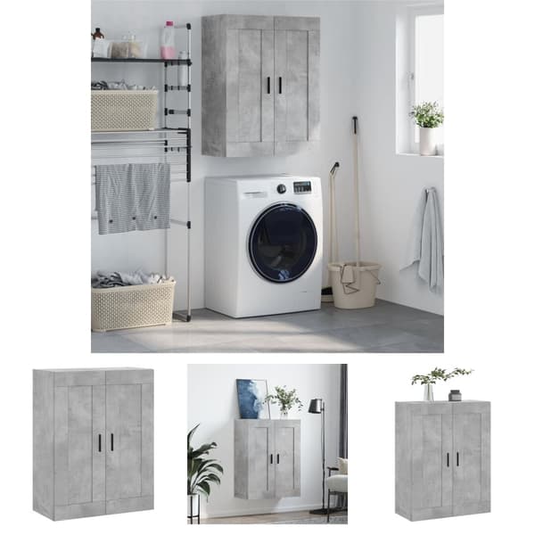 The Living Store vægskab 69,5x34x90 cm konstrueret træ betongrå -  Skænke