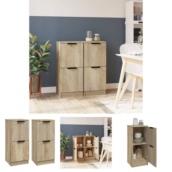 The Living Store Senkit 2 kpl Sonoma-tammi 30x30x70 cm tekninen puu -  Tarjoilupöydät & senkit
