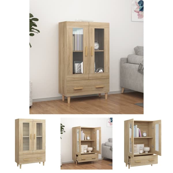The Living Store Skåp Sonoma-ek 70x31x115 cm konstruerat trä -  Skänkar & serveringsbord