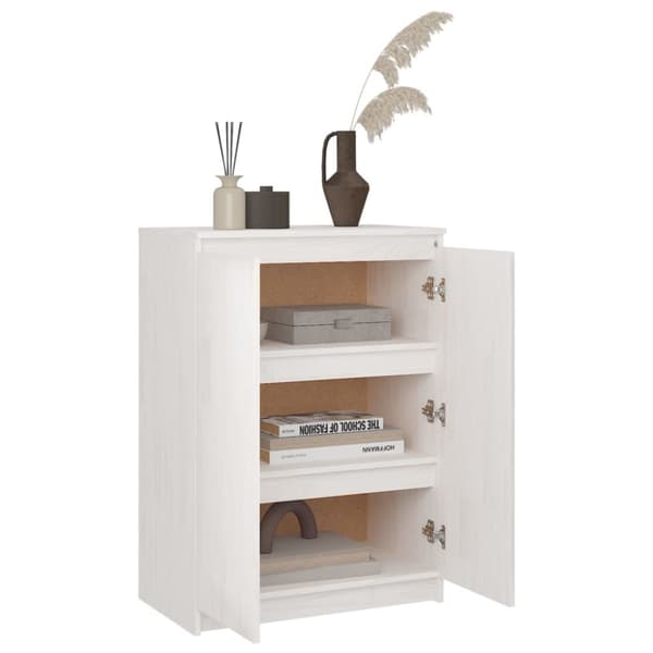 The Living Store skænk 60x36x84 cm massivt fyrretræ hvid -  Skænke
