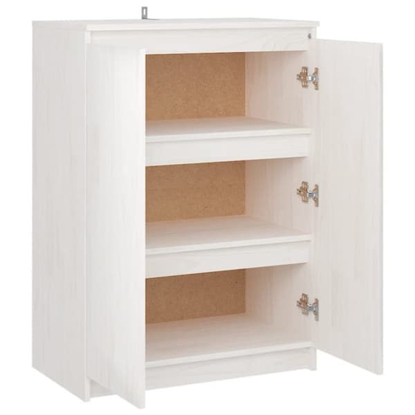 The Living Store skænk 60x36x84 cm massivt fyrretræ hvid -  Skænke