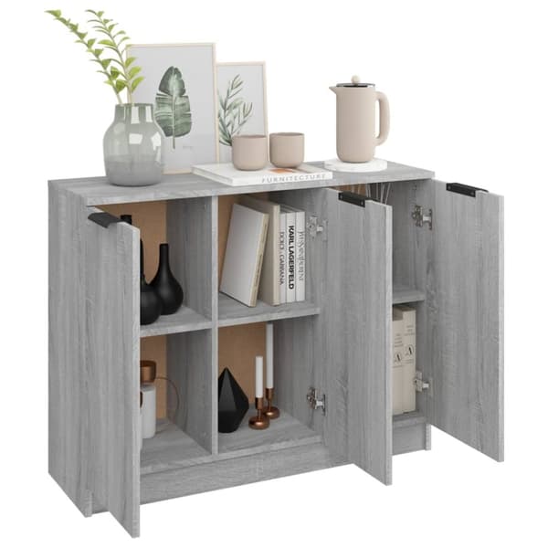 The Living Store Byrå grå sonoma 90,5x30x70 cm konstruerat trä -  Skänkar & serveringsbord