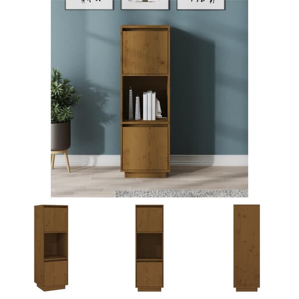 The Living Store skænk 38x35x117 cm massivt fyrretræ gyldenbrun - Skænke