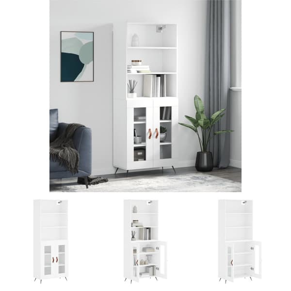 The Living Store højskab 69,5x34x180 cm konstrueret træ hvid -  Skænke