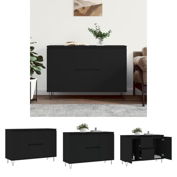 The Living Store Skänk svart 104x35x70 cm konstruerat trä -  Skänkar & serveringsbord