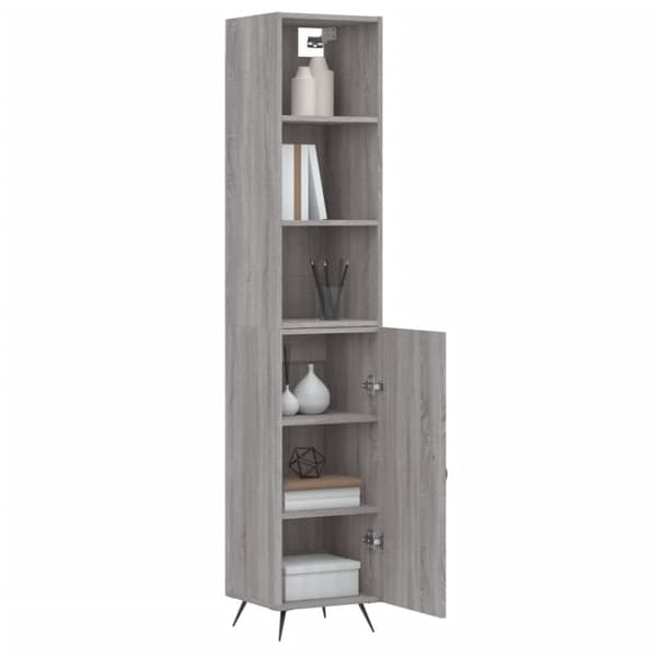 The Living Store Högskåp grå sonoma 34,5x34x180 cm konstruerat trä -  Skänkar & serveringsbord