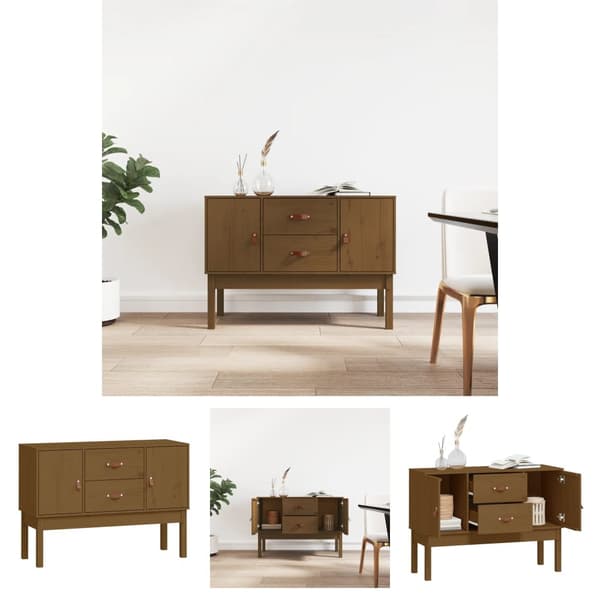 The Living Store Senkki hunajanruskea 110x40x78 cm täysi mänty -  Tarjoilupöydät & senkit