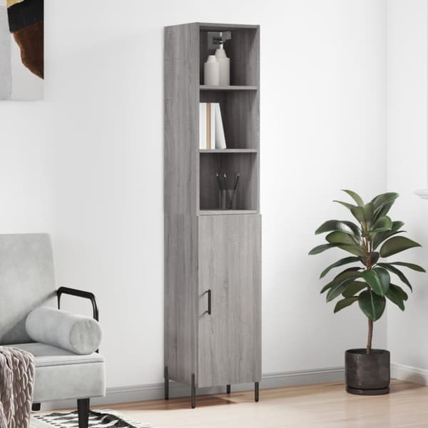 The Living Store Kaappi harmaa Sonoma 34,5x34x180 cm tekninen puu -  Tarjoilupöydät & senkit