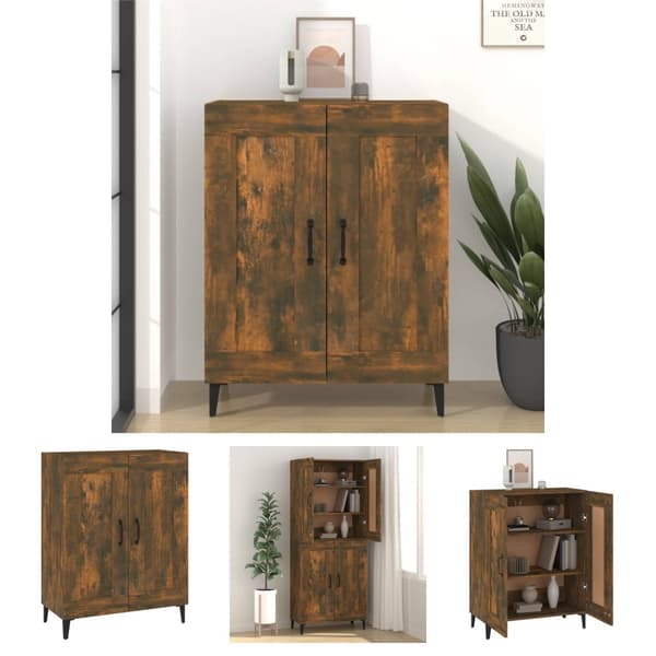 The Living Store skænk 69,5x34x90 cm konstrueret træ røget egetræsfarve -  Skænke
