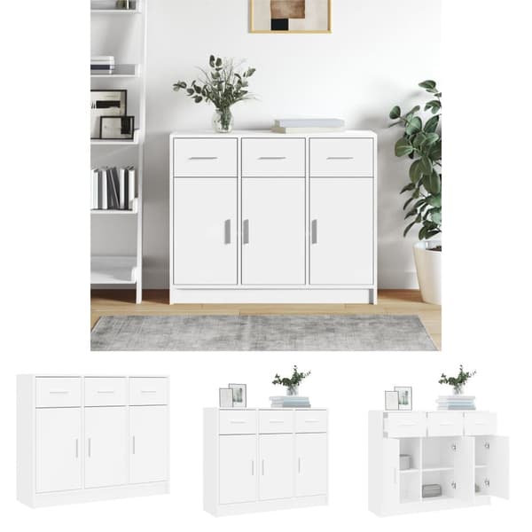 The Living Store skænk 91x28x75 cm konstrueret træ hvid -  Skænke