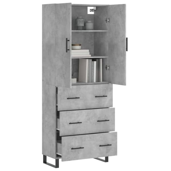The Living Store højskab 69,5x34x180 cm konstrueret træ betongrå - Skænke