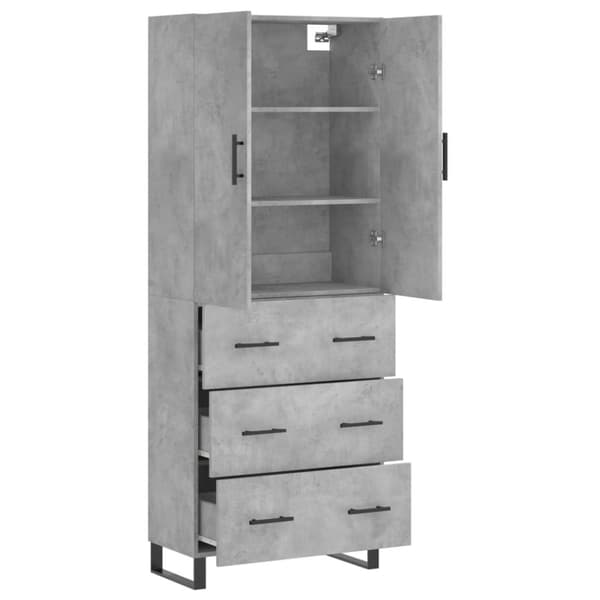 The Living Store højskab 69,5x34x180 cm konstrueret træ betongrå - Skænke