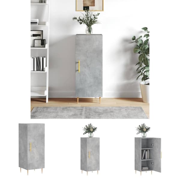 The Living Store Skåp betonggrå 34,5x34x90 cm konstruerat trä - Skänkar & serveringsbord