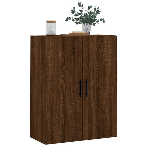 The Living Store væghængt skab 69,5x34x90 cm konstrueret træ brun egetræsfarve - Skænke