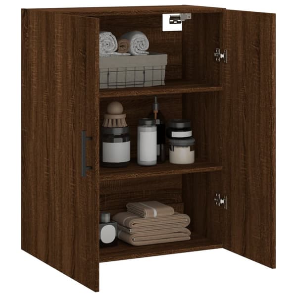 The Living Store væghængt skab 69,5x34x90 cm konstrueret træ brun egetræsfarve - Skænke