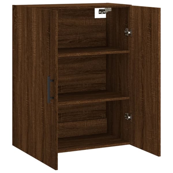 The Living Store væghængt skab 69,5x34x90 cm konstrueret træ brun egetræsfarve - Skænke
