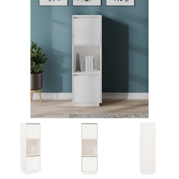 The Living Store højskab 38x35x117 cm massivt fyrretræ hvid -  Skænke