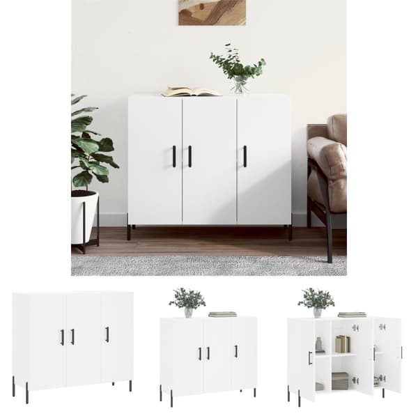 The Living Store skab 90x34x80 cm konstrueret træ hvid - Skænke