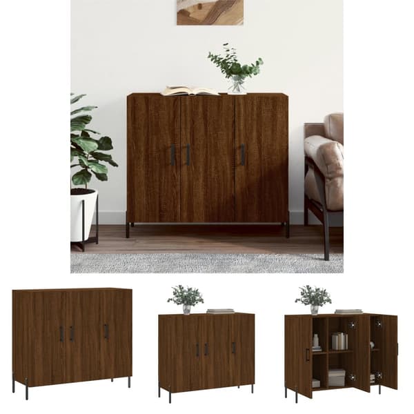The Living Store Senkki ruskea tammi 90x34x80 cm tekninen puu -  Tarjoilupöydät & senkit