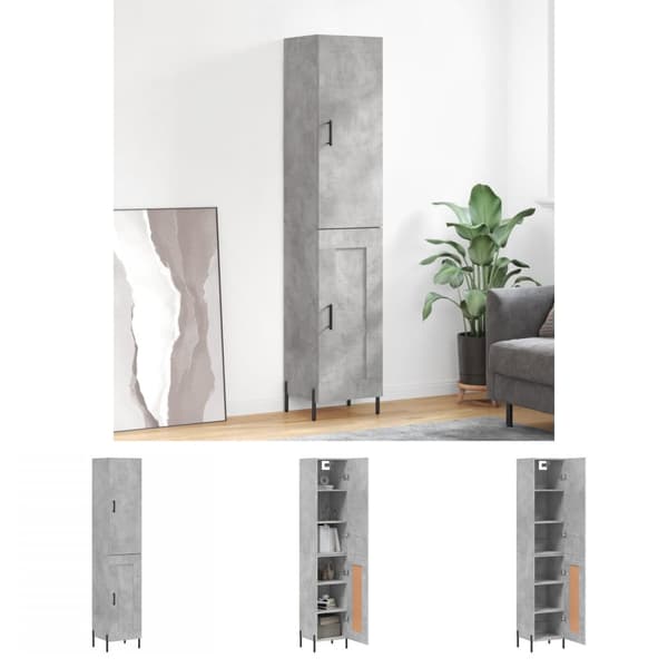The Living Store skab 34,5x34x180 cm konstrueret træ betongrå -  Skænke