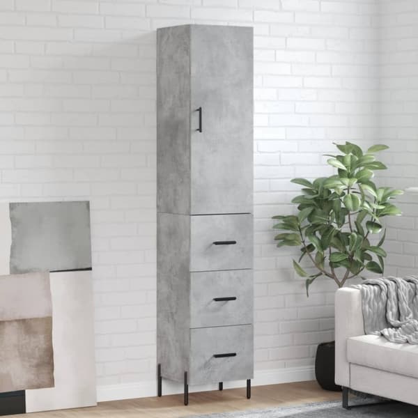The Living Store skab 34,5x34x180 cm konstrueret træ betongrå - Skænke