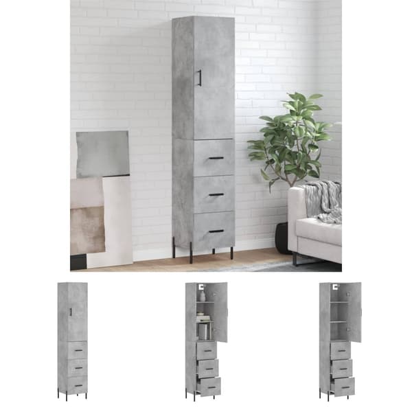 The Living Store skab 34,5x34x180 cm konstrueret træ betongrå - Skænke