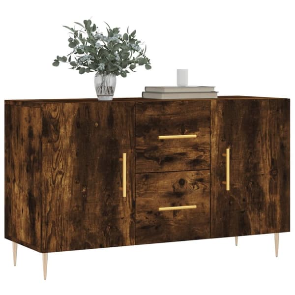 The Living Store skænk 100x36x60 cm konstrueret træ røget egetræsfarve - Skænke