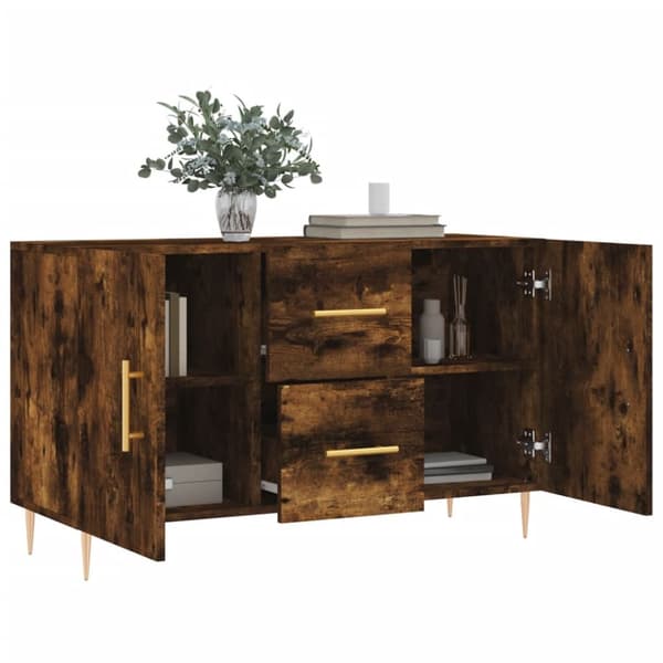 The Living Store skænk 100x36x60 cm konstrueret træ røget egetræsfarve -  Skænke