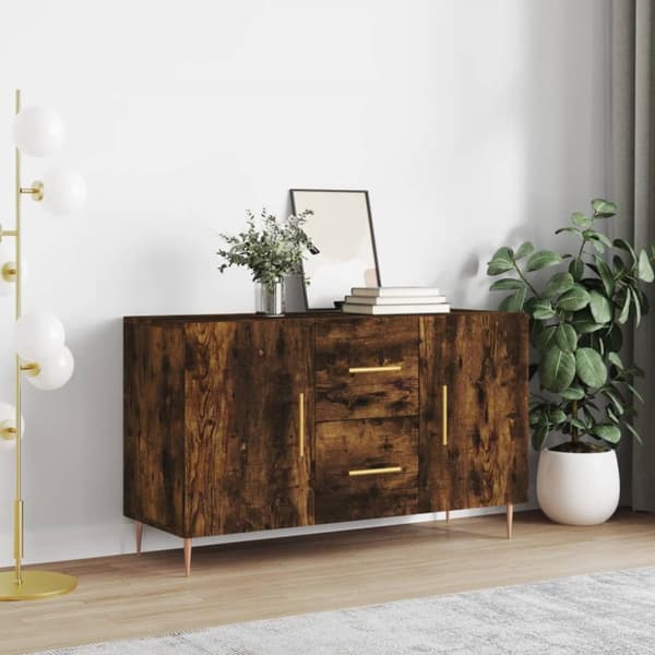 The Living Store skænk 100x36x60 cm konstrueret træ røget egetræsfarve - Skænke