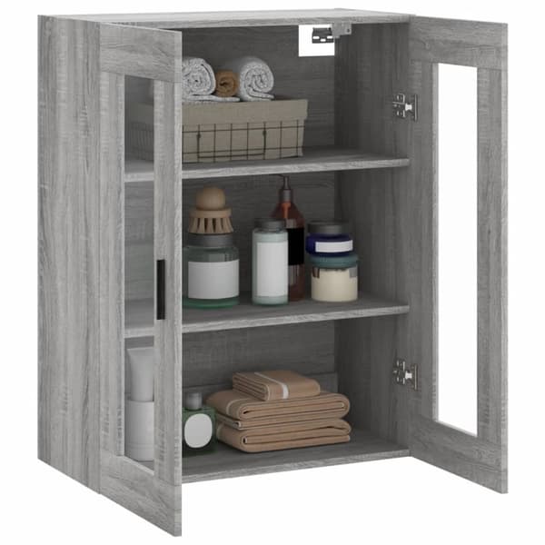 The Living Store væghængt skab 69,5x34x90 cm konstrueret træ grå sonoma-eg - Skænke