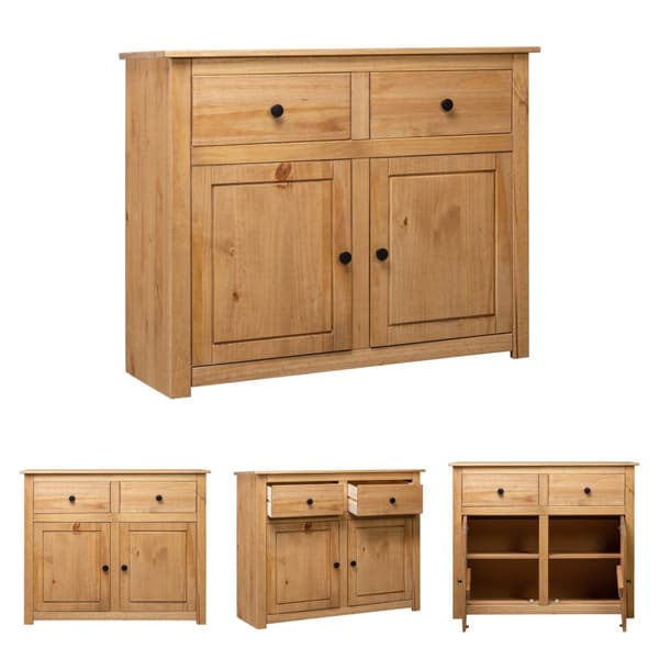 The Living Store Skänk 93x40x80 cm massiv furu panama - Skänkar & serveringsbord