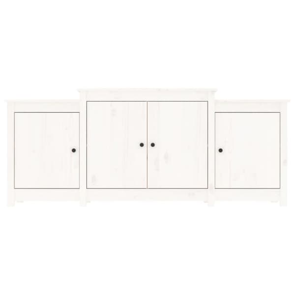 The Living Store Skänk wit 164x37x68 cm massiv furu - Skänkar & serveringsbord