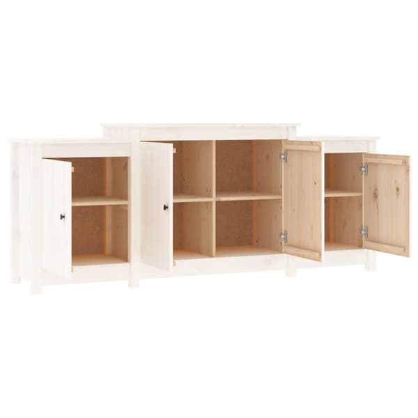 The Living Store Skänk wit 164x37x68 cm massiv furu - Skänkar & serveringsbord