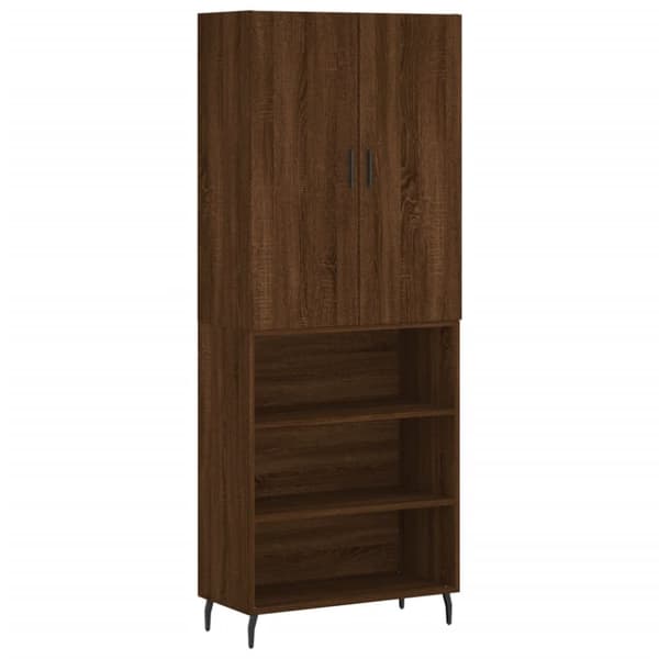 The Living Store højskab 69,5x34x180 cm konstrueret træ brun egetræsfarve - Skænke