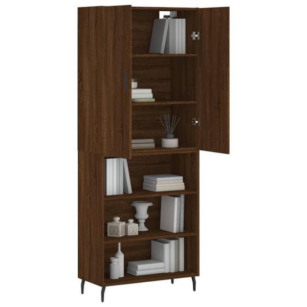 The Living Store højskab 69,5x34x180 cm konstrueret træ brun egetræsfarve - Skænke