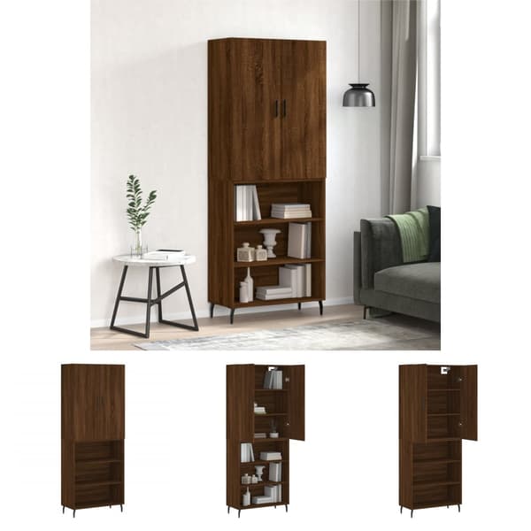 The Living Store højskab 69,5x34x180 cm konstrueret træ brun egetræsfarve - Skænke