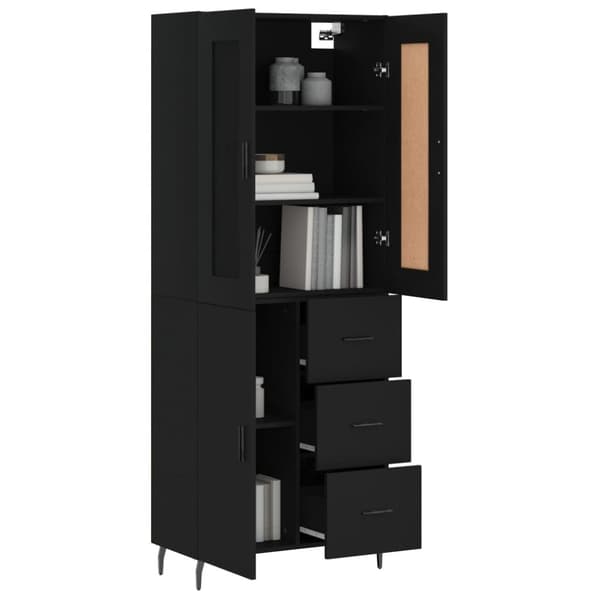 The Living Store Högskåp svart 69,5x34x180 cm konstruerat trä - Skänkar & serveringsbord