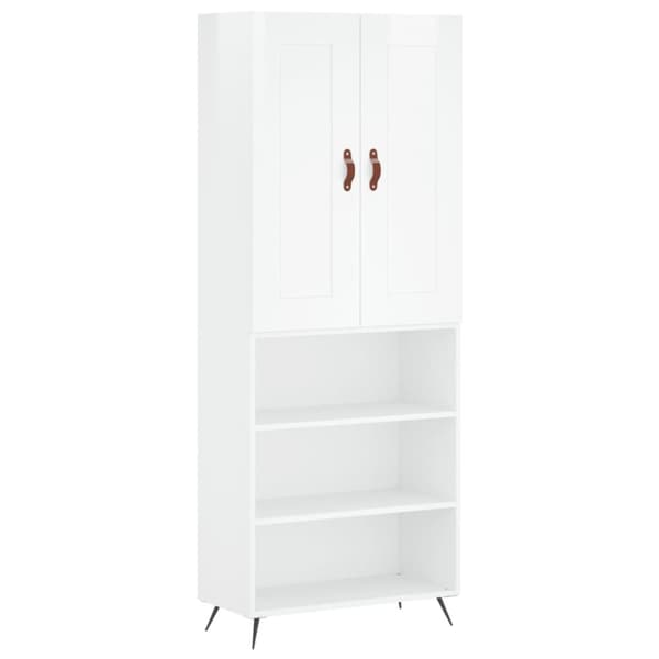 The Living Store Högskåp högglans vit 69,5x34x180 cm konstruerat trä -  Skänkar & serveringsbord