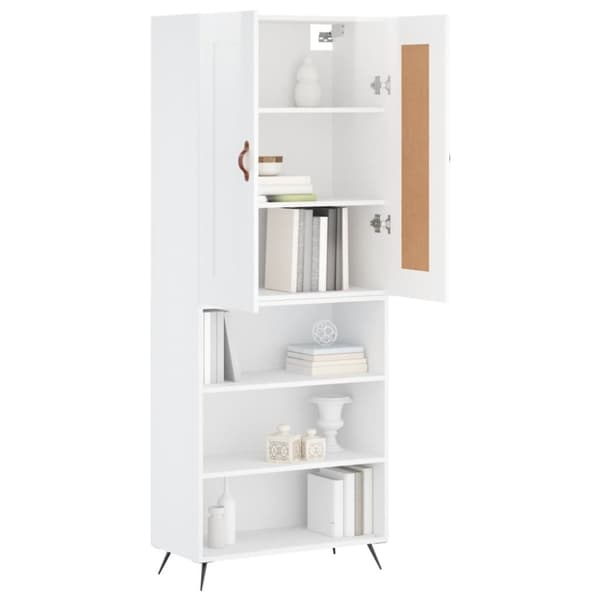 The Living Store Högskåp högglans vit 69,5x34x180 cm konstruerat trä - Skänkar & serveringsbord